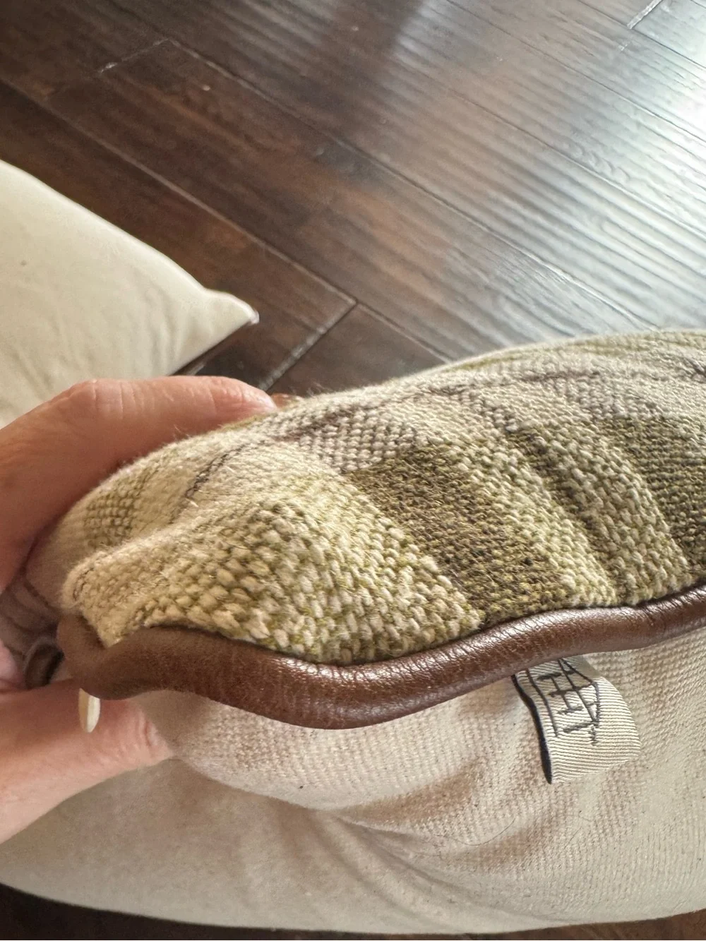 Hearth & Hand Plaid Throw Pillow Pair in Brown Beige and Olive Green